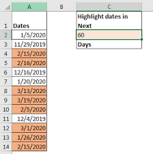 how to highlight dates in next 30 or n