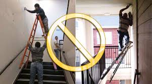 how to safely use a ladder on stairs