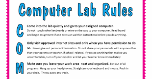 Computer Lab Rules Chart List For Class Room Online