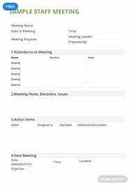 Free Sample Staff Meeting Minutes Staff Meetings
