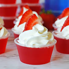 strawberry jello shots with whipped