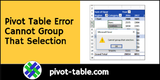 excel pivot table error cannot group