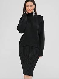 Here are the most stylish ones to buy this season. 34 Off 2021 Turtleneck Cable Knit Sweater And Skirt Set In Black Zaful