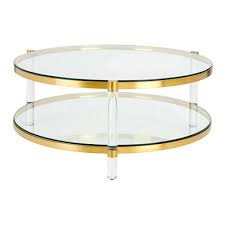 Tempered Glass Coffee Table In Gold