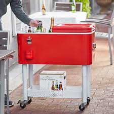 Choice 65 Qt Red Beverage Cooler Cart