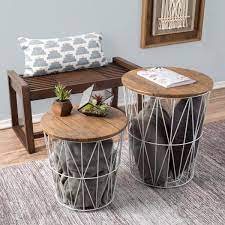Wood Round Accent Table Set