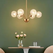 Large Gold Pendant Light With 6 Globes