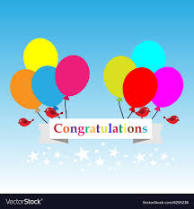 Congratulations Sign Has Balloons And Brids Vector Image