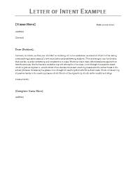Letter Of Intent Examples Letter Of Intent Example