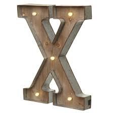 led light up letter wood metal rustic