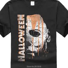 Us 8 99 10 Off Cotton Vintage Tee Shirts Halloween Michael Myers Mask And Drips T Shirt Scary Movie Horror Printed Cool Tops Hipster Tees In