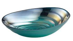 teal blue glass decorative bowl made