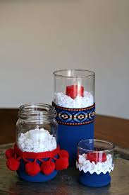 The slipcovered sofa is from abc carpet & home. A New Take On Red White And Blue Home Decor Candle Holders