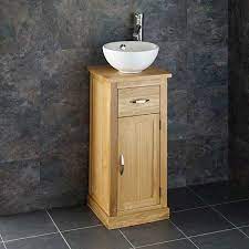 small 370mm oak vanity cabinet with