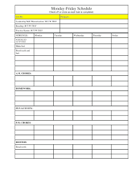 Chore Chart Template Excel Spreadsheet Collections