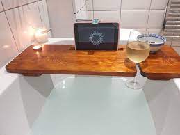 Wood Bath Caddy Wine Accessory Holder