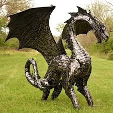 Large Metal Dragon Statue Angry Ira