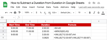 duration from duration in google sheets