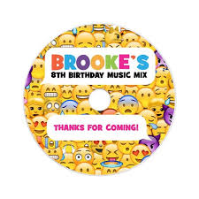 6 Emoji Birthday Theme Party Favors Personalized Cd Music Mix Or Photo Labels