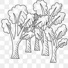forest drawing black and white clipart