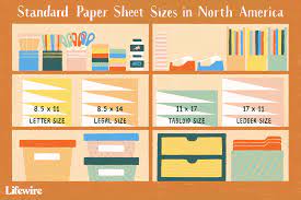 standard paper sheet sizes in north america