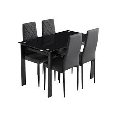 Maocao Hoom 16 5 In Black Glass Dining Table Set With 4 Chairs