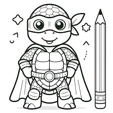 superhero turtle coloring page 4 free