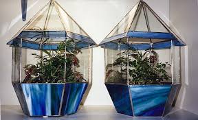 stained glass planters and terrariums