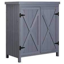 Grey Wood Outdoor Storage Cabinet