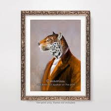 Leopard Quirky Painting Wall Art Print