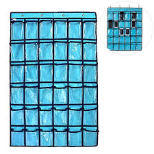 Loghot Wall Door Pocket Chart Classroom Storage Organizer With Hanging Hook And 36 Clear Pockets Blue