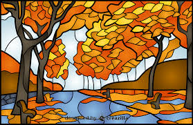 Autumn Trees Stained Glass Style