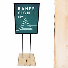 live edge sign stand banff sign