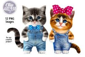 cute cats denim dungarees clip art png