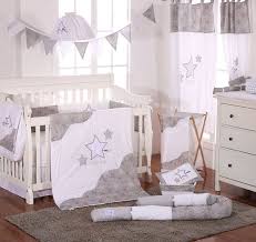 grey little star 4 pc crib bedding set