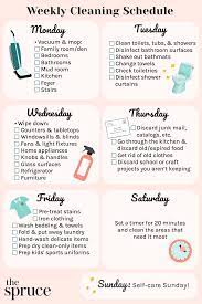 a realistic weekly cleaning schedule to