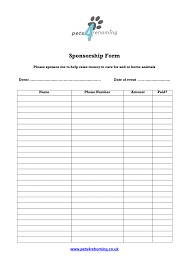 Sponsor Forms For Word Sponsorship Free Event Form Templates