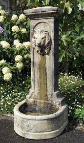 Lion Head Upright Stone Fountain