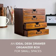 4 drawer desktop organizer wooded