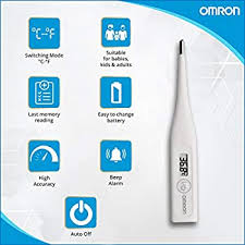 Omron Mc 246 Digital Thermometer With Quick Measurement Of Oral Underarm Temperature In Celsius Fahrenheit Water Resistant For Easy Cleaning