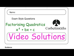 Factorising Quadratics Answers