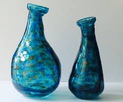 Ocean Sea Blue Handmade Art Glass Vase