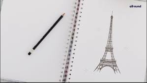 how to draw the eiffel tower step by