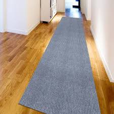 sweet home s ribbed waterproof non slip rubberback solid runner rug 2 ft 7 in x 24 ft gray polyester garage flooring