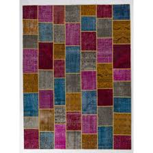 multi color patchwork rug handmade from