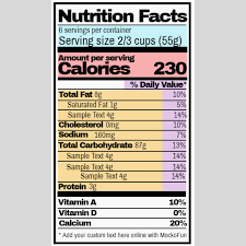 nutrition facts template mockofun