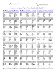 Pdf Irregular Verbs Chart Alphabetical Order Venky