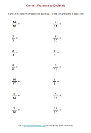 convert fractions to decimals using
