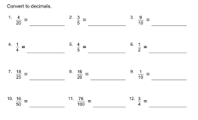 Converting Fractions To Decimals Mrs