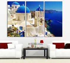 Large Wall Art Canvas Print Santorini
